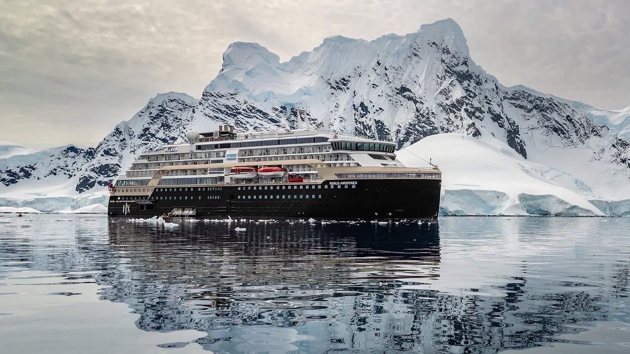 HX Expeditions hybrid-powered expedition ship in Antarctic waters