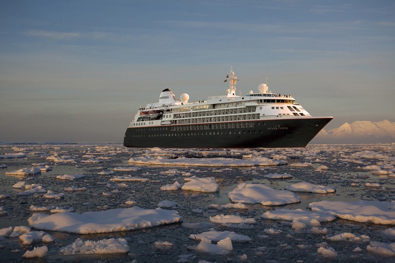Silversea Silver Endeavour luxury expedition ship in Antarctic waters